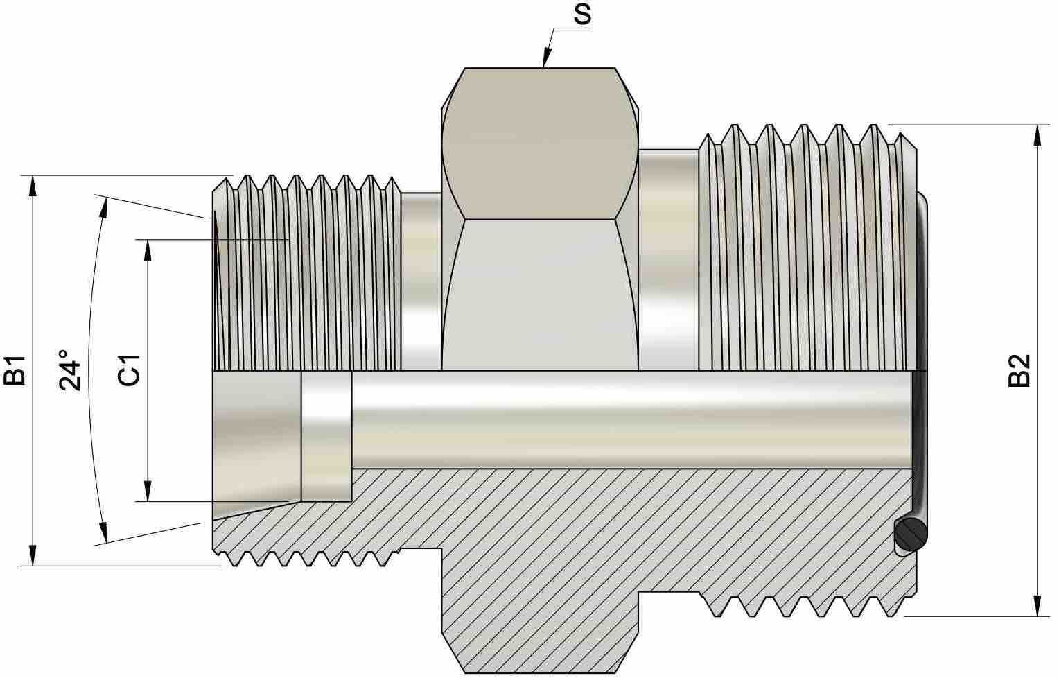 ZŁĄCZE METRYCZNE/ORFS GZ/GZ 16x1,5 10L / 11/16'' 3 ZŁĄCZE METRYCZNE/ORFS GZ/GZ 16x1,5 10L / 11/16'' - obrazek 3