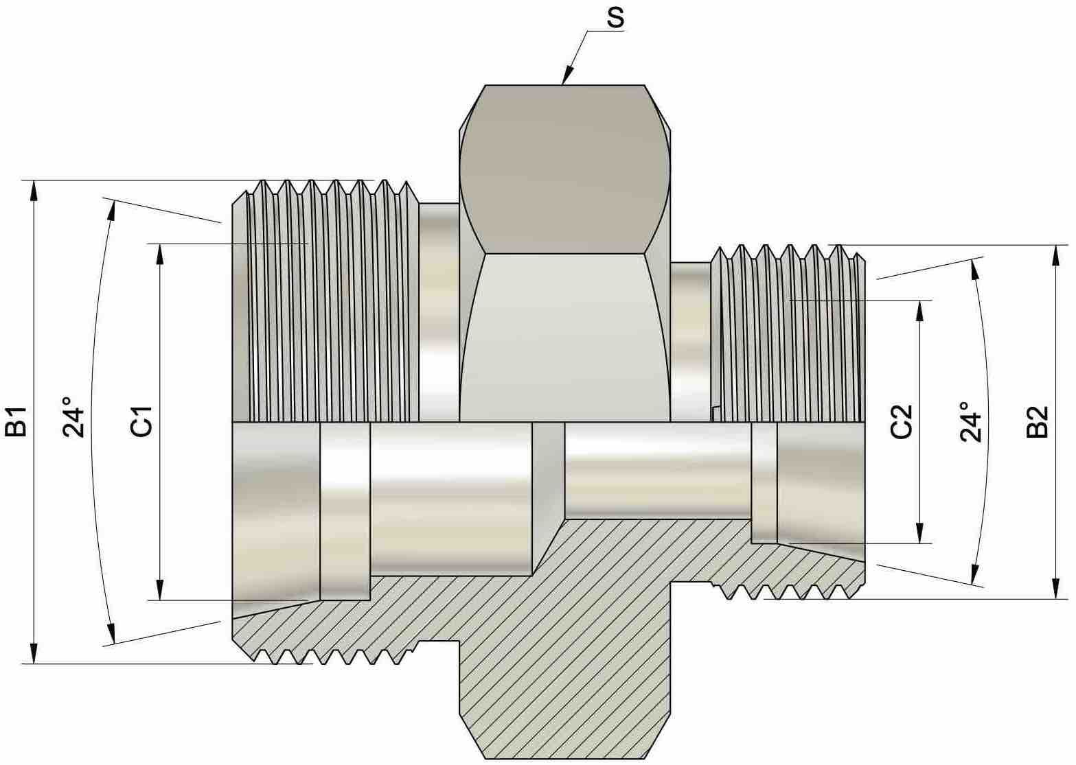 Złącze metryczne GZ/GZ 22x1,5 14S /20x1,5 12S 4 Złącze metryczne GZ/GZ 22x1,5 14S /20x1,5 12S - obrazek 4