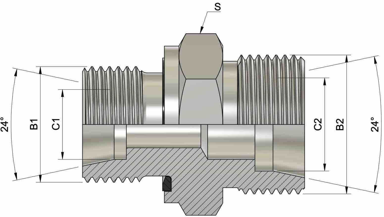 Przyłącze metryczne GZ/GZ 27x2 18L/18x1,5 12L 4 Przyłącze metryczne GZ/GZ 27x2 18L/18x1,5 12L - obrazek 4